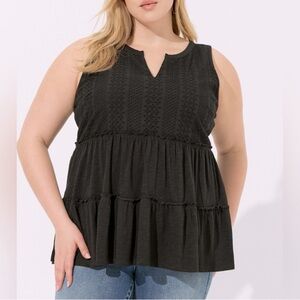NWT TORRID STRETCH Lace Eyelet Babydoll Top 2 2X 18/20 
NWT